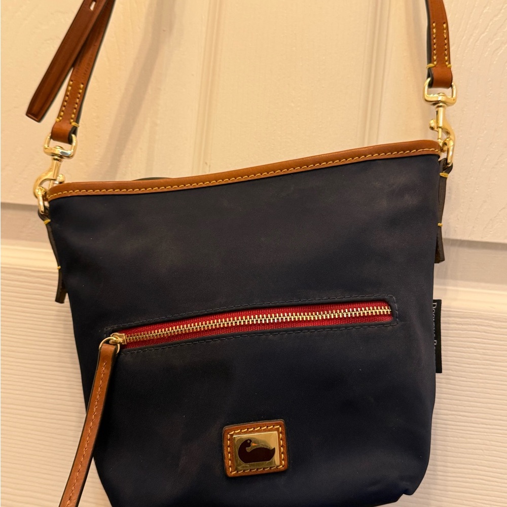 Dooney & Bourke Navy Crossbody Bag with Brown Trim
